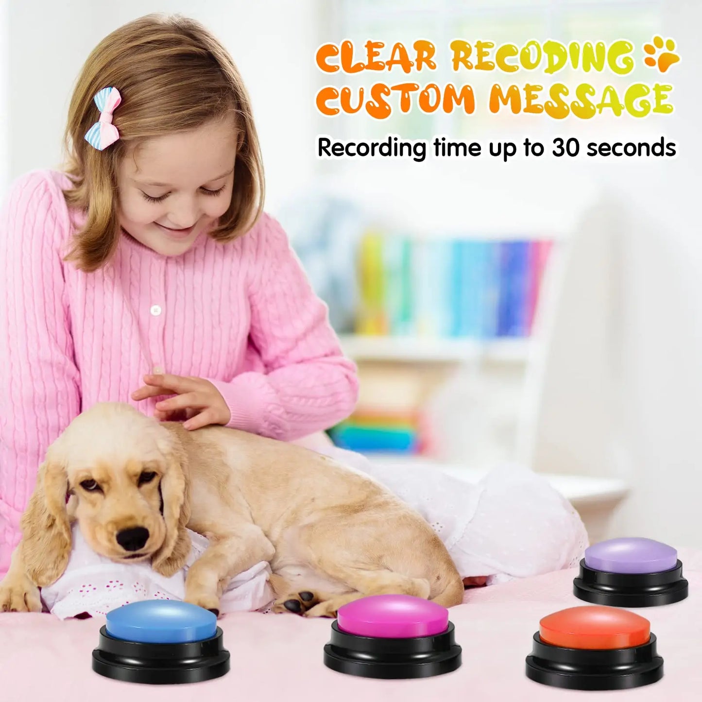 Recordable Voice Communication Buttons for Pets - Interactive Training and Intelligence Toy