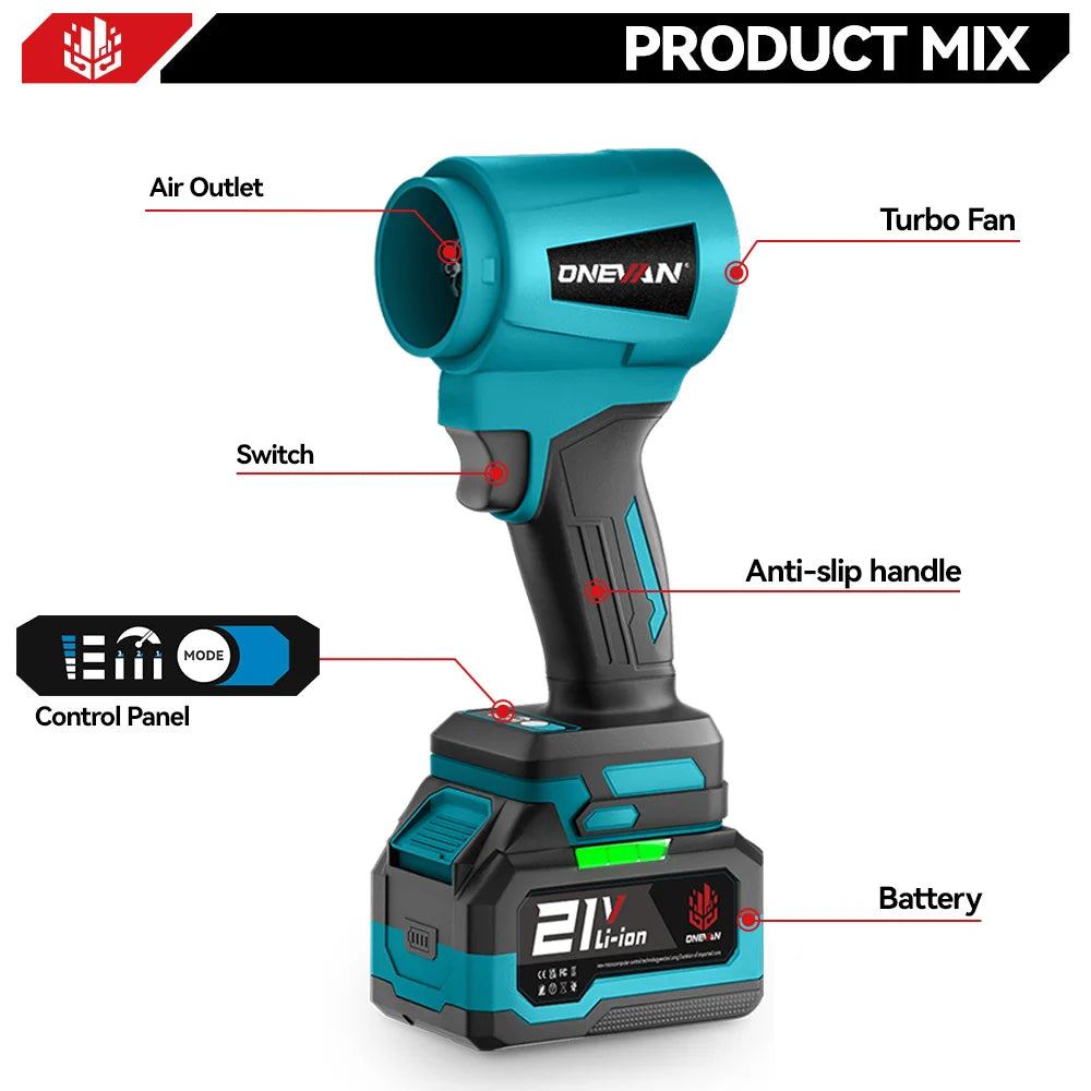 4000W Brushless Electric Turbo Blower Jet Fan 400M/S 300000RPM Leaf Blower Dust Blowing Tool For Makita 18V Battery Pin by Haraps.com