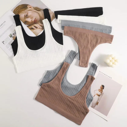 Seamless Ribbed Bra Set