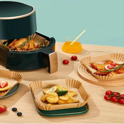 50pcs Air Fryer Grease Absorbent Silicone Paper Pads