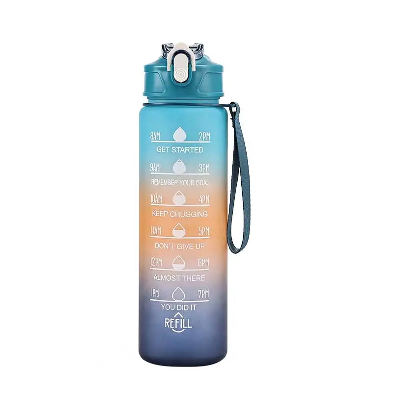 Time-Marked Sports Water Bottle with Straw