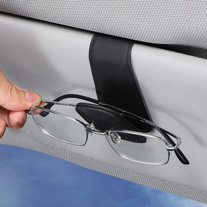 Leather Car Sun Visor Eyeglass Holder with Magnetic Closure