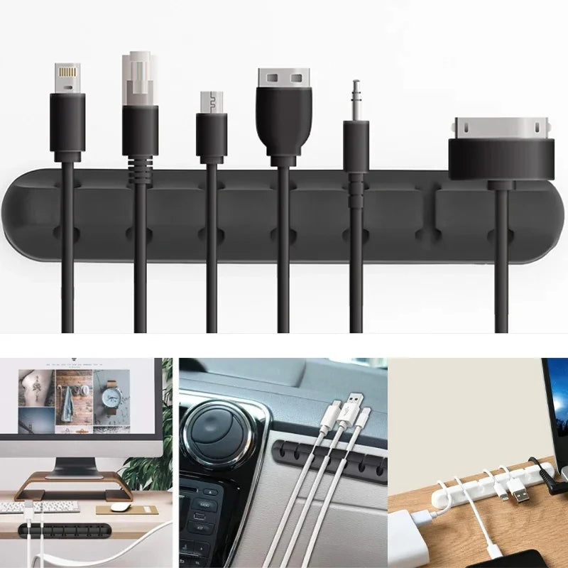 Silicone USB Cable Organizer - Cable Winder & Desktop Tidy Clips for Mouse, Headphones, and Wires