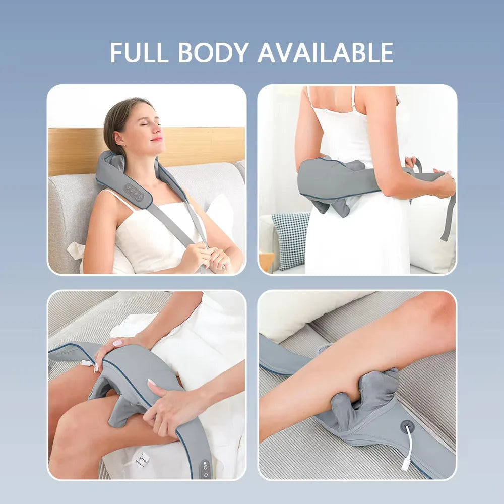 Wireless Neck & Back Massager – Kneading Massage Shawl for Neck, Shoulders & Trapezius Muscle Relief