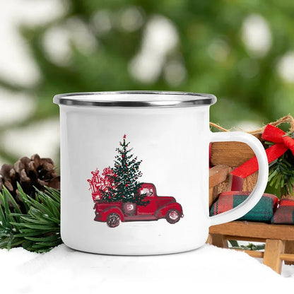 Christmas Enamel Mug with Festive Print