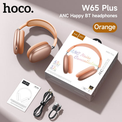 HOCO W65 Plus ANC Noise Reduction Bluetooth Headphones Over The Ear Wireless Big Earphone Hifi Sounds Sport Headsets With Button by Haraps.com