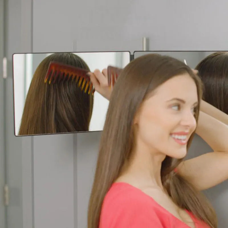 Tri-Fold LED Mirror – 3-Way Adjustable Mirror for Self Haircuts & Makeup Application