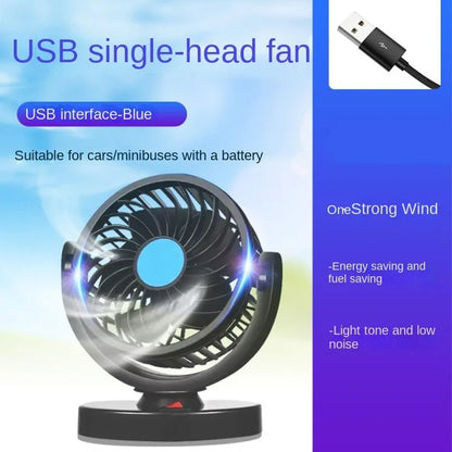 Car Fan 360° Adjustable 3 Head Air Fan Automotive Electric Fan USB/12V/24V Fan 2 Speeds Car Silent Fan For Home Desk Office&Car by Haraps.com