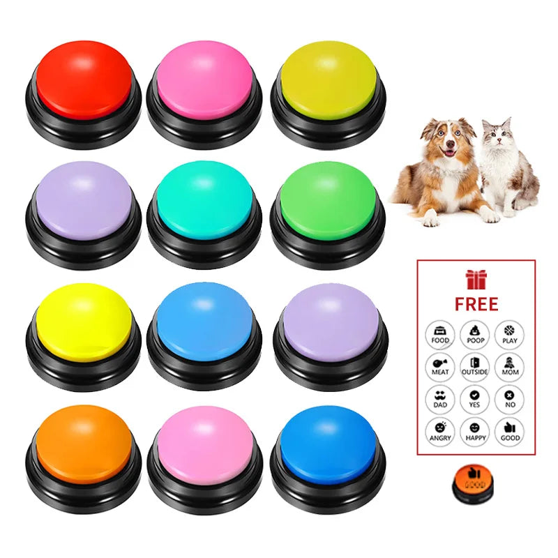 Recordable Voice Communication Buttons for Pets - Interactive Training and Intelligence Toy