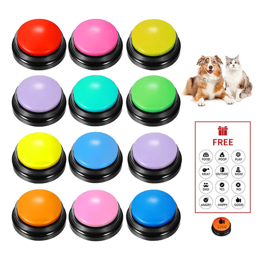 Recordable Voice Communication Buttons for Pets - Interactive Training and Intelligence Toy