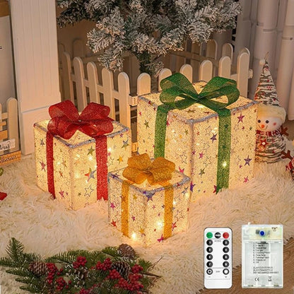 3-Piece LED Christmas Gift Box Lights