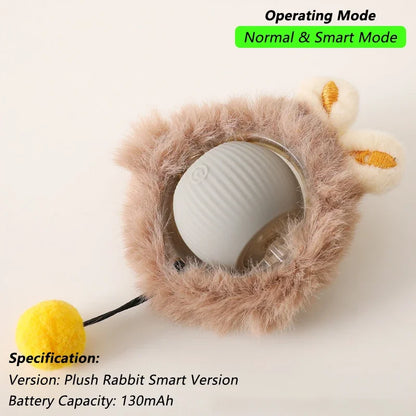 Cat Interactive Smart Ball Toy – Rechargeable Rolling Ball with Tail, Obstacle Avoidance & LED Modes