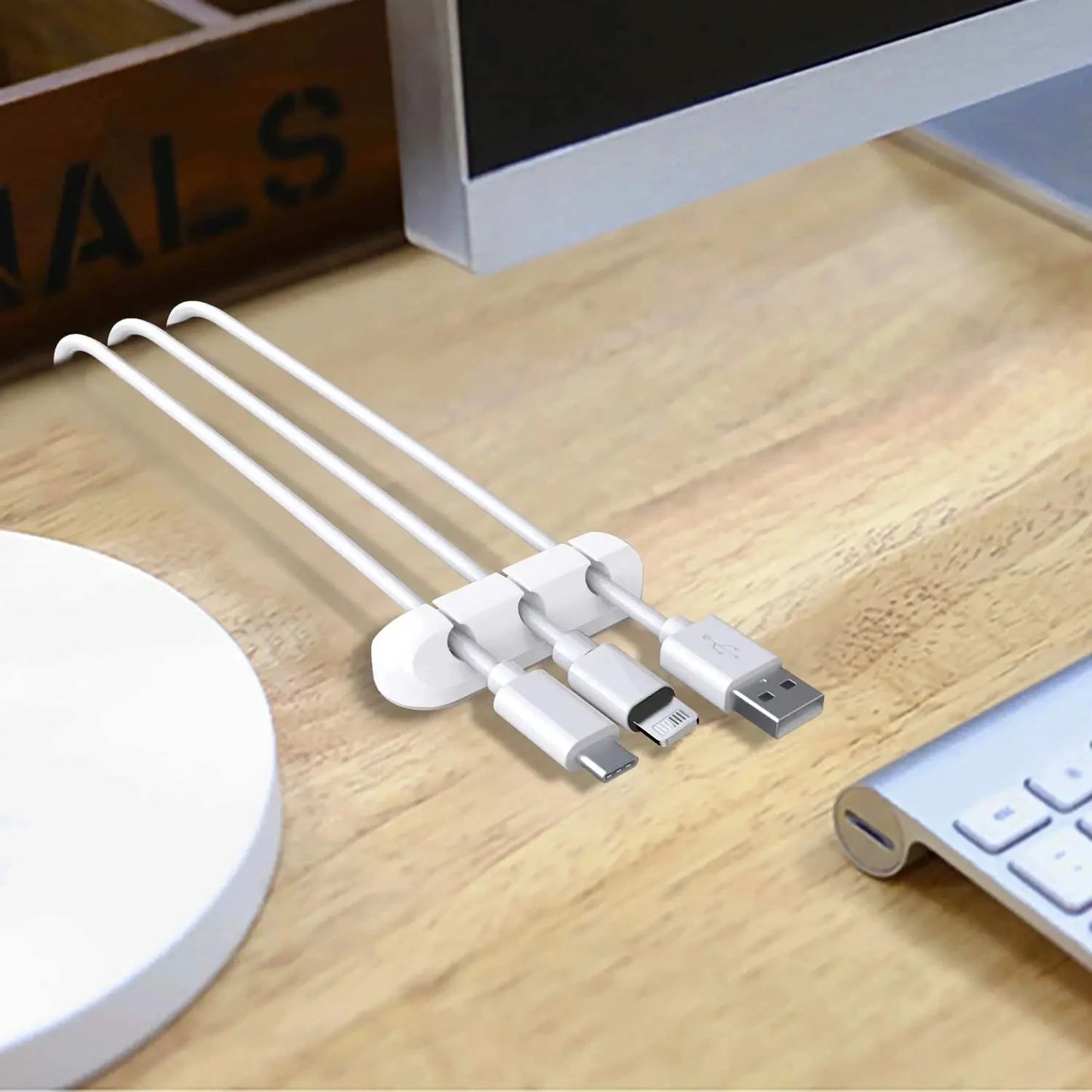 Silicone USB Cable Organizer - Cable Winder & Desktop Tidy Clips for Mouse, Headphones, and Wires