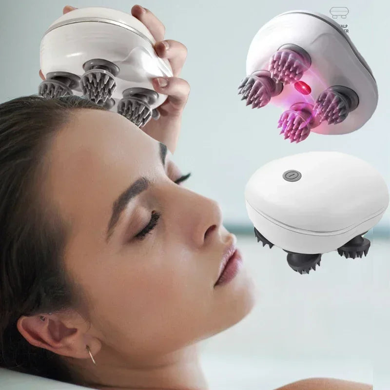Electric Scalp & Head Massager with Red Light Therapy – Anti-Stress Relaxation Tool