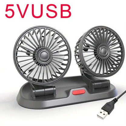 Car Fan 360° Adjustable 3 Head Air Fan Automotive Electric Fan USB/12V/24V Fan 2 Speeds Car Silent Fan For Home Desk Office&Car by Haraps.com