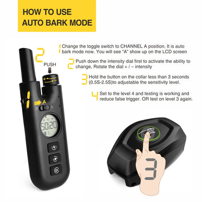 Auto and Manual Dog Bark and Training Shock Collar