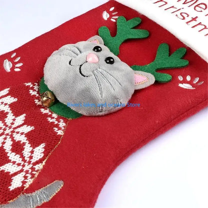 Large 3D Christmas Stockings – 15" Cartoon Animal Design