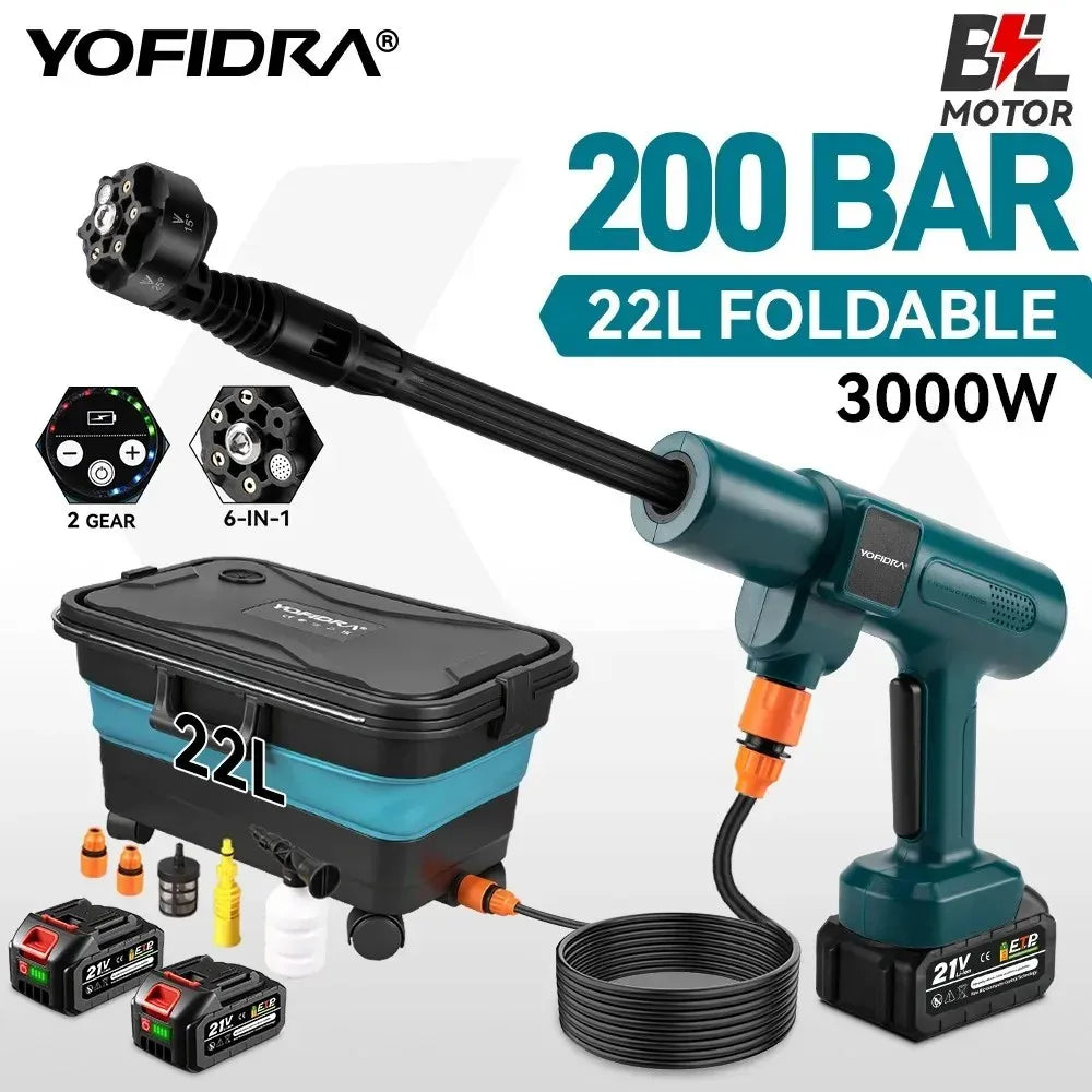 200Bar Brushless High Pressure Washer Electric Water Gun With Bucket Car Cleaner Spray Gun For Makita 21V Battery Pin by Haraps.com