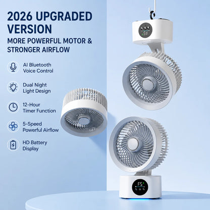 Portable Wall Hanging USB Fan With Remote Control And Nightlight Smart Voice Activated Folding Air Cooler For Home
