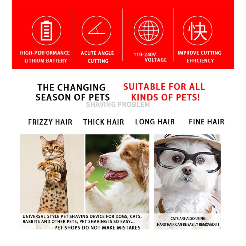 Professional Electric Pet Clipper Grooming Kit – Rechargeable Dog & Cat Hair Trimmer Set