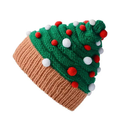 Knitted Wool Christmas Hat with Pom-Pom