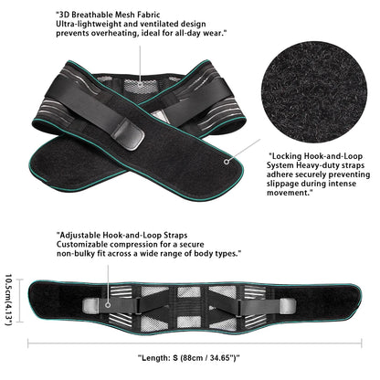 1PCS Lower Back Brace for Pain Relief – Adjustable Lumbar Support Belt for Sciatica- Breathable & Stabilizing with 4 Steel Stays by Haraps.com