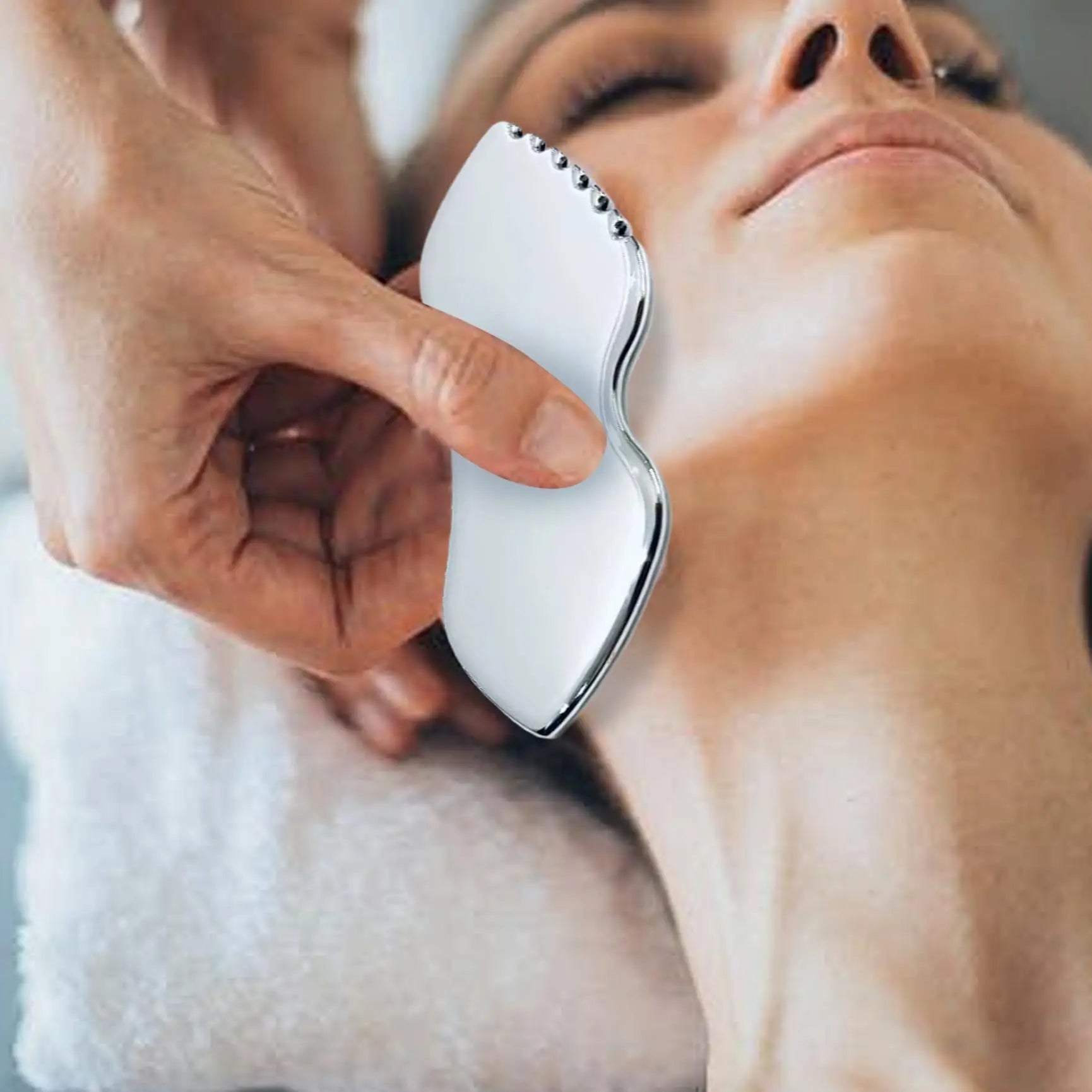 Aesha Stainless Steel Gua Sha Face Sculpting Tool by Haraps.com