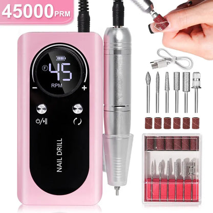 Professional 45,000RPM Electric Portable Nail Drill Machine