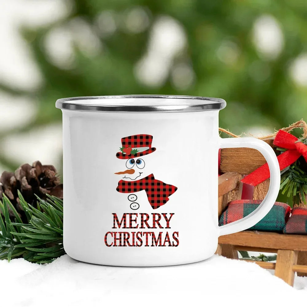 Christmas Enamel Mug with Festive Print
