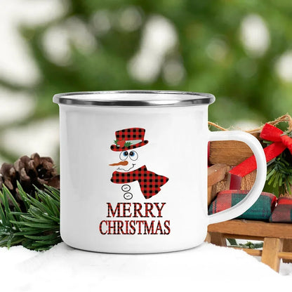 Christmas Enamel Mug with Festive Print