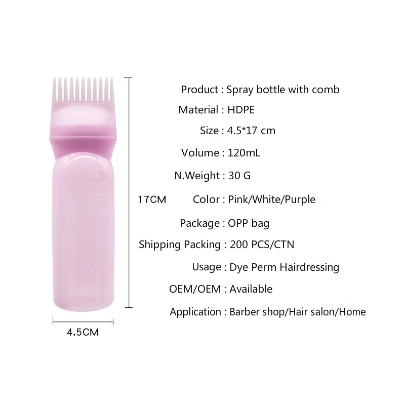 Hair Dye & Oil Applicator Bottle with Comb