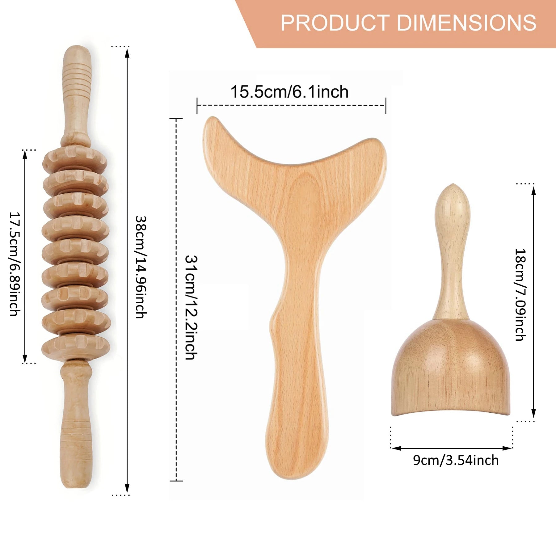 ZenWood Wooden Massage Tool Set For Back Legs And Neck by Haraps.com