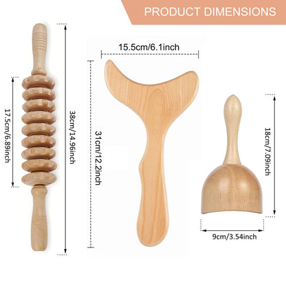 ZenWood Wooden Massage Tool Set For Back Legs And Neck by Haraps.com