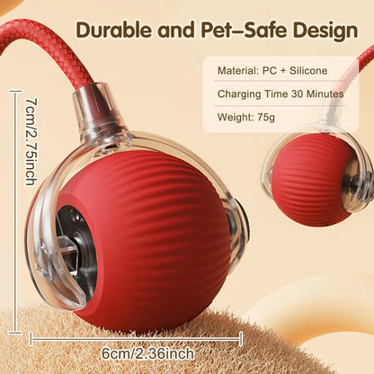 Cat Interactive Smart Ball Toy – Rechargeable Rolling Ball with Tail, Obstacle Avoidance & LED Modes