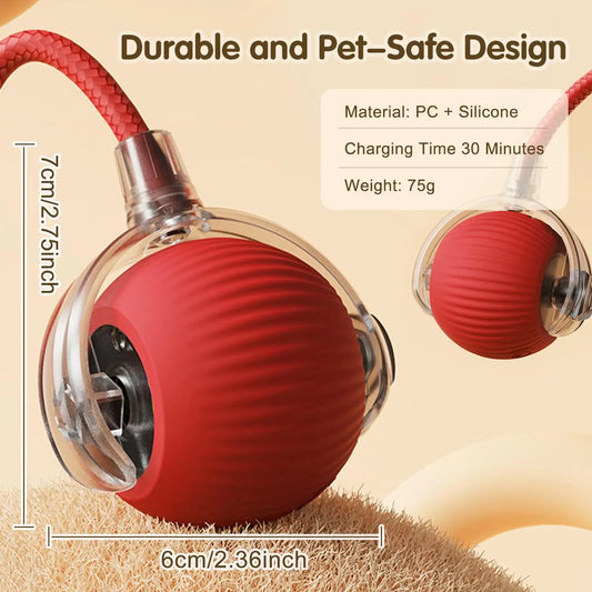 Cat Interactive Smart Ball Toy – Rechargeable Rolling Ball with Tail, Obstacle Avoidance & LED Modes
