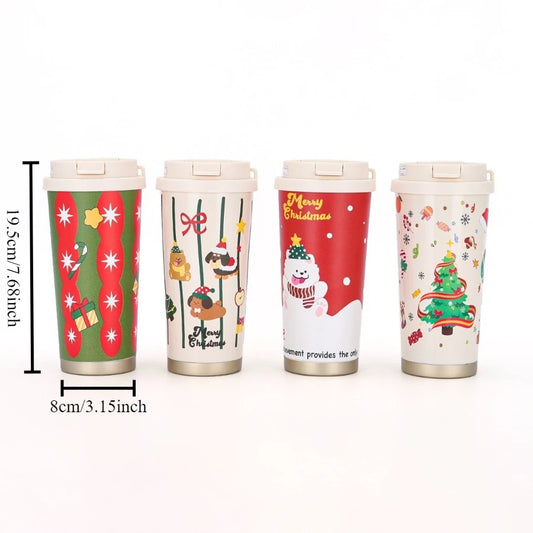 Christmas Insulated Drinking Cup – Portable Handheld Coffee & Water Bottle