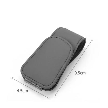 Leather Car Sun Visor Eyeglass Holder with Magnetic Closure
