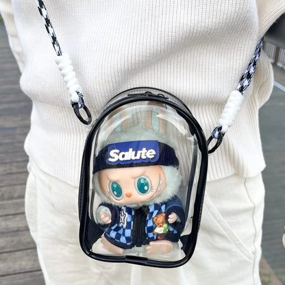 Doll Protective Carry Case for 15cm Labubu Plush Dolls – Shoulder Bag with Rope