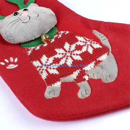 Large 3D Christmas Stockings – 15" Cartoon Animal Design