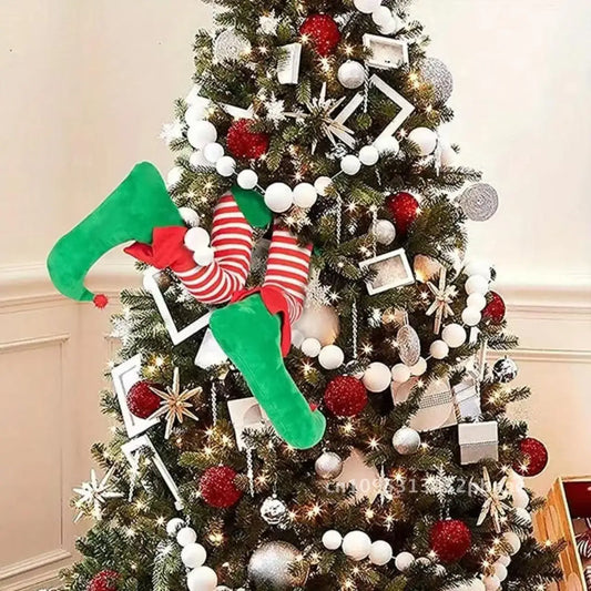 Christmas Elf Leg Tree Top Decoration