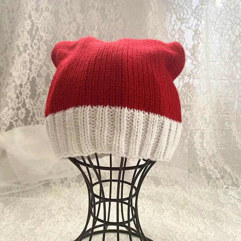 Knitted Wool Christmas Hat with Pom-Pom