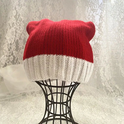 Knitted Wool Christmas Hat with Pom-Pom