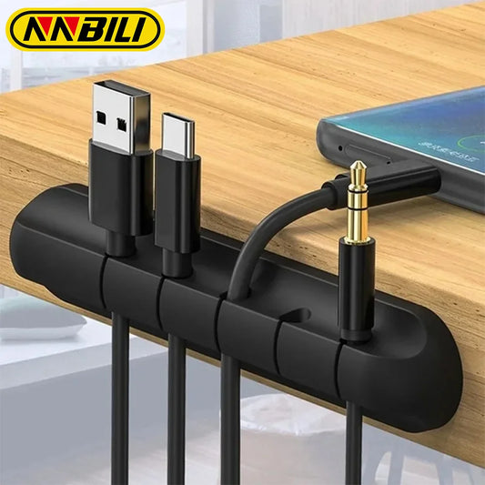 Silicone USB Cable Organizer - Cable Winder & Desktop Tidy Clips for Mouse, Headphones, and Wires