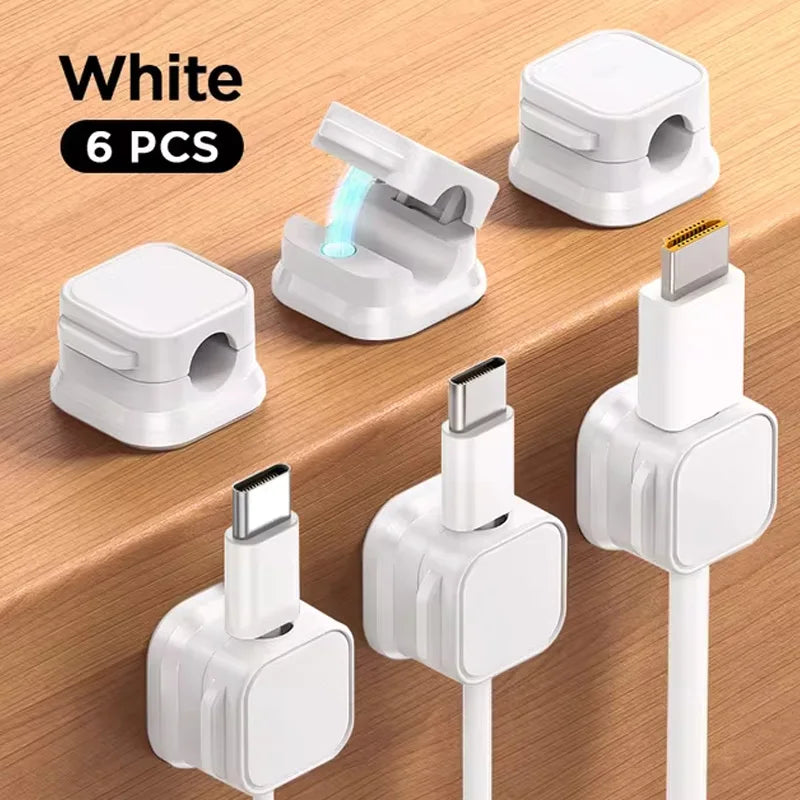 6Pcs Magnetic Cable Clips Set – Adjustable Cord Organiser & Under-Desk Cable Management Holder