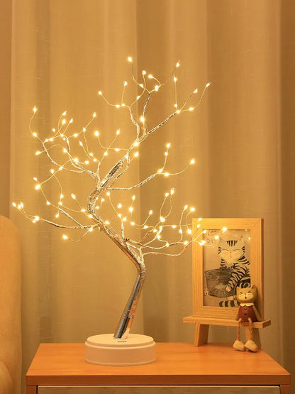 Willow-Glow Tabletop Tree Lamp, Decorative LED Lights USB Or AA Battery Powered