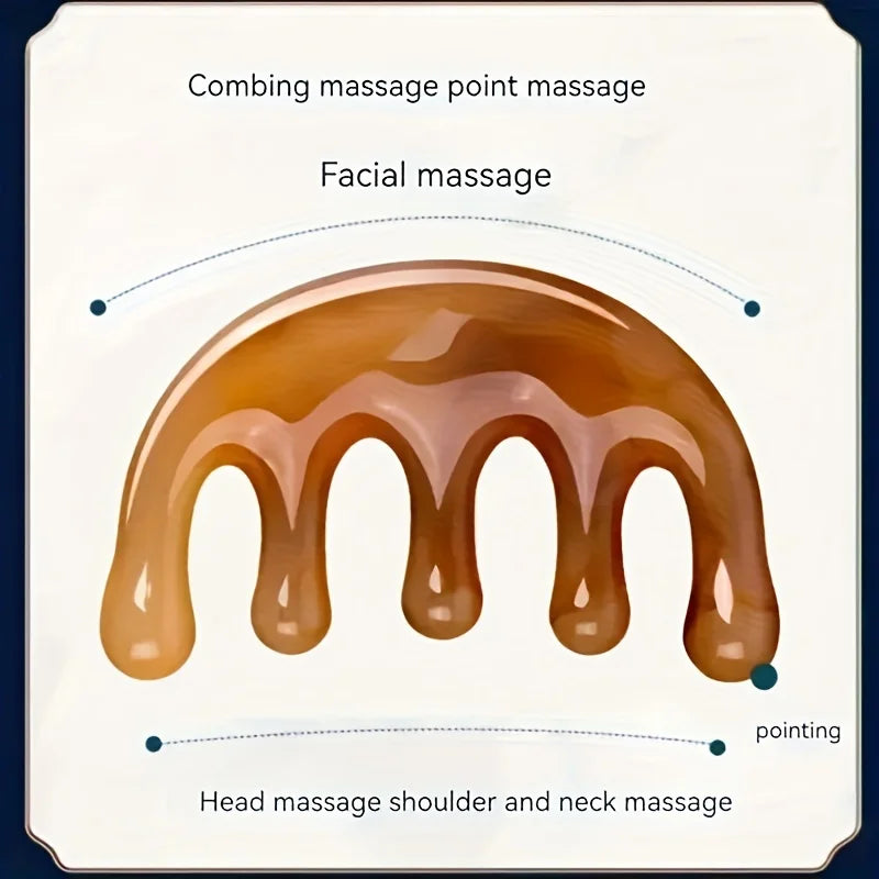 Luxe Resin Five-Tooth Meridian Comb For Scalp And Muscle Relief by Haraps.com