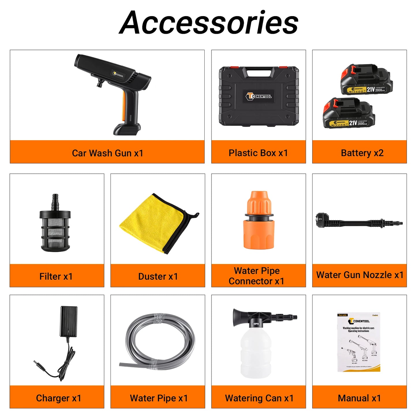 6 in 1 Spray Head High Pressure Car Washer 200Bar Garden Water Guns 22000RPM with 2 Battery for Makita 18V Battery Pin by Haraps.com