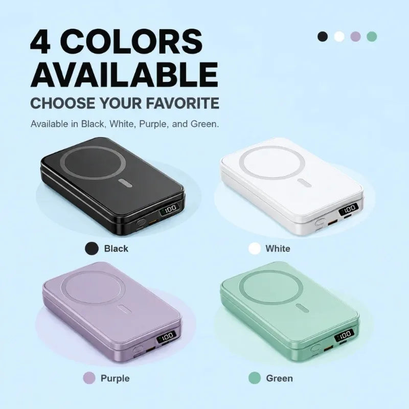 Magnetic Wireless Power Bank 10000mAh 20000mAh Portable Digital Display Powerbank for IPhone Xiaomi Huawei 4 Colors Available by Haraps.com