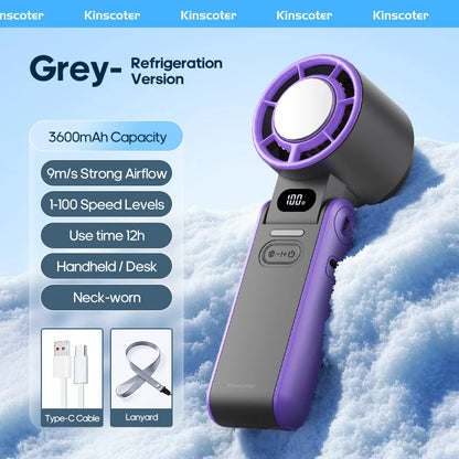 Foldable Portable Handheld Fan For Travellers With 3600mAh Battery And 100 Level Control Turbo Cooling