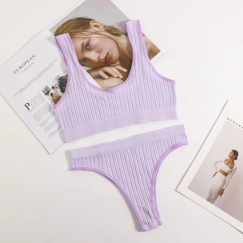 Seamless Ribbed Bra Set